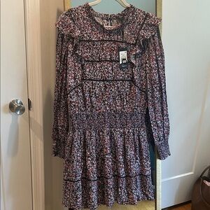 Rails Floral Long Sleeve Dress - Black and Red